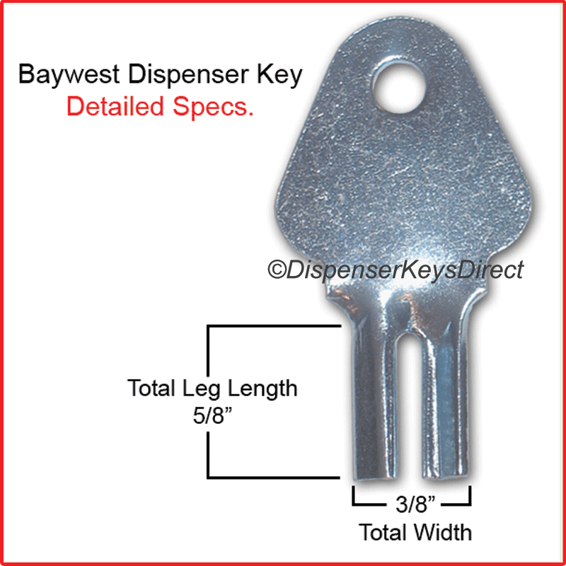 Baywest 1200 Dispenser Key for Paper Towel, Toilet Tissue Dispensers