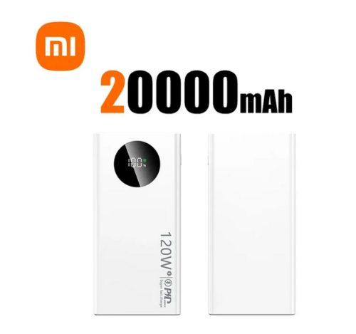 120W 20000 mAh High Capacity PortablePower Bank White Fast Charge Iphone Android - Foto 1 di 1