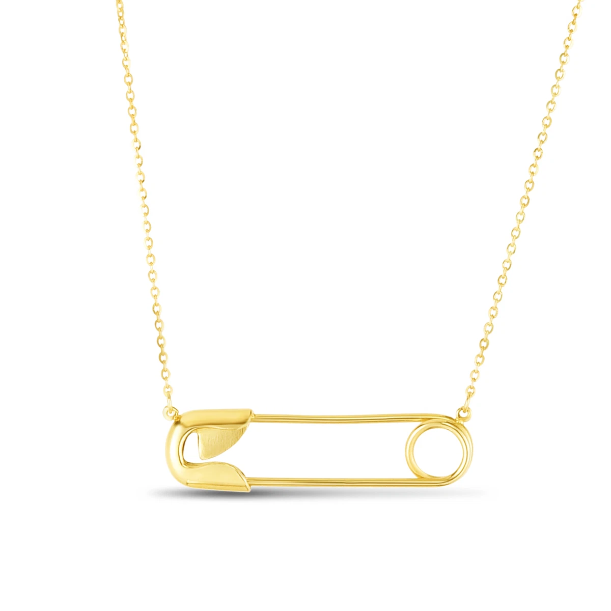 Gold safety pin best sale necklace