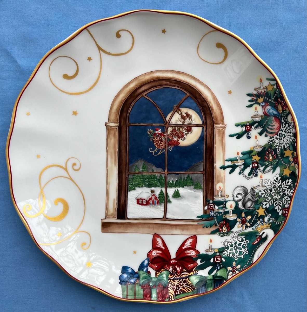 【新品】　WILLIAMS-SONOMA クリスマスプレート Williams Sonoma Twas the Night Before Christmas Dinner Plate Santa