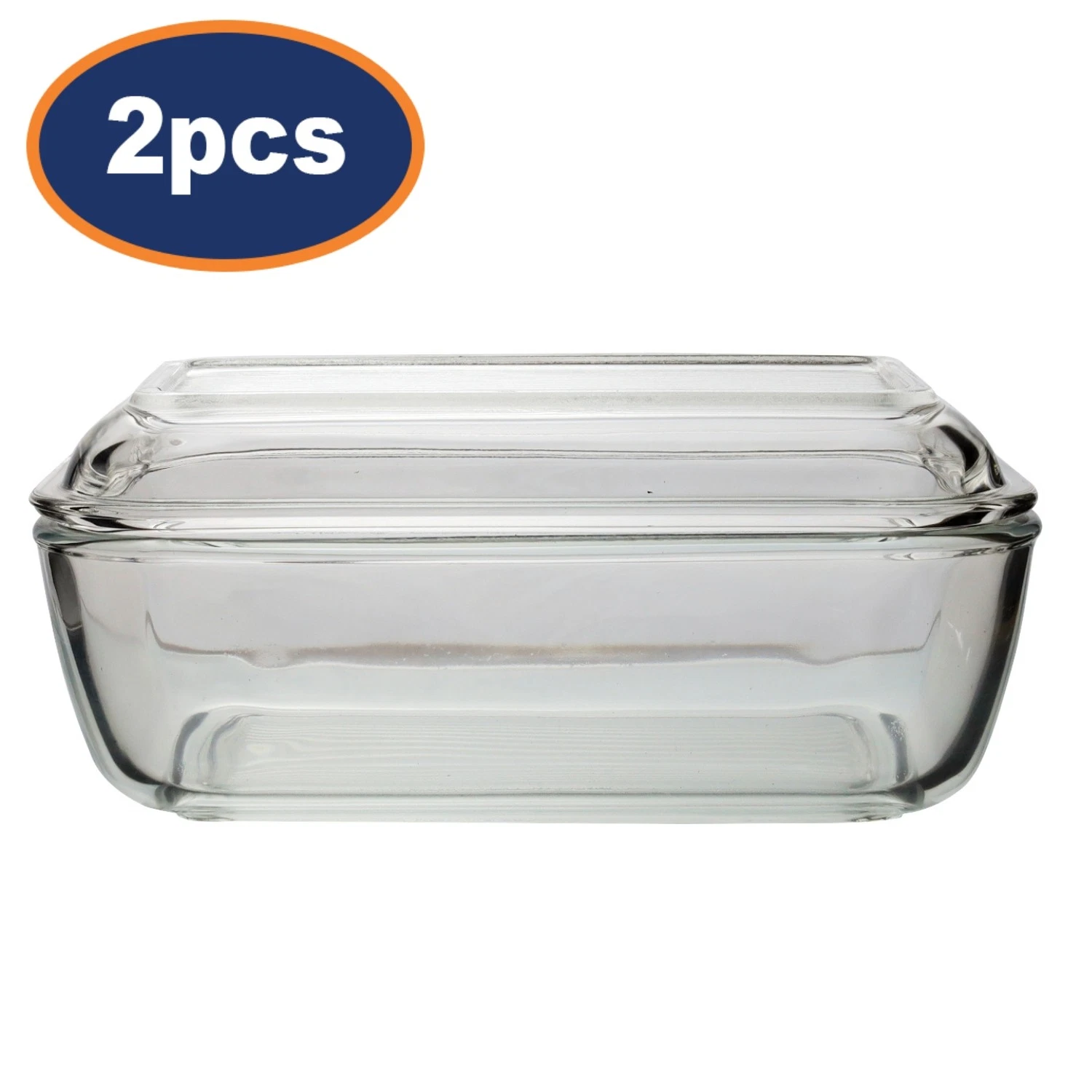 Luminarc Butter Dish With Lid Tempered Glass Clear Serving Storage Container 2Pc