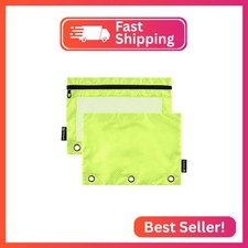 Gredecor Binder Pencil Pouch 3 Ring Lime Geen Zipper Pencil Pouches Case 2 Pack