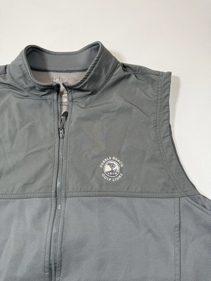 Chaleco Pebble Beach Golf Links Para Hombres XL Gris Cremallera Completa Teháma Performance Chaqueta Foto 2 de 4