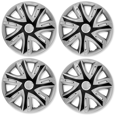 4x Radkappen Radzierblenden Supernova 15 Zoll Silber Schwarz Set für Skodaa