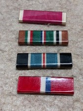 Plastic covered U.S.Service ribbons - 4 total- Wolf Brown