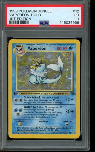 Vaporeon (1st Edition) graded PSA 1 for sale on eBay