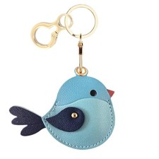 Leather Keychain Holder Case Compatible with AirTag,Cute Protective Bird E