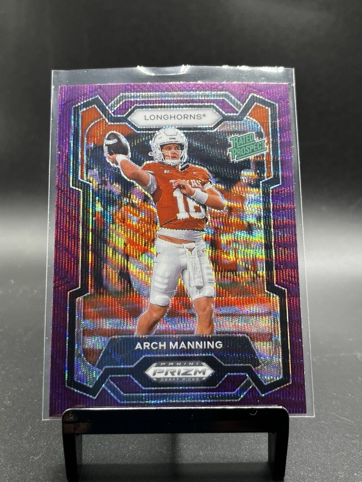 2024 Panini Prizm Draft Picks Rated Prospect Arch Manning #192 Purple Wave (RC)
