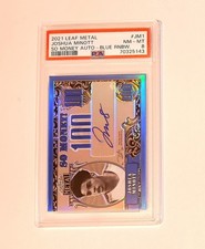 PSA 8 - JOSH MINOTT #/50 Auto - 2021 Leaf Metal So Money BLUE RAINBOW Joshua RC