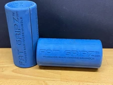 Lot of 2 USED Fat Gripz Blue 2.25" Rubber Bodybuilding Weightlifting Grips