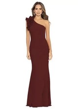 Xscape One-Shoulder Scuba Crepe Gown Size 10 | Ruffle Formal Evening Dress $280