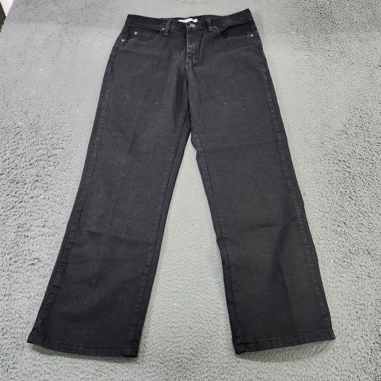 Straight Leg Jeans Mens 31x29 Black Dark Wash 5 Pocket Zip Fly Denim Regular Fit