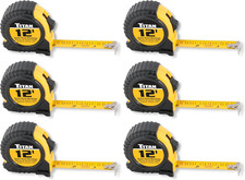 10912 6-Piece 12-Foot Tape Measure Bulk Set with Easy-Read Standard Markings and