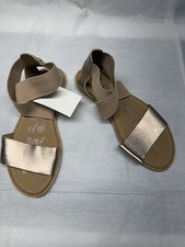 Sandalias planas Sorel Ella para mujer nuevas sin caja cálidas doradas de cuero/tela talla 7