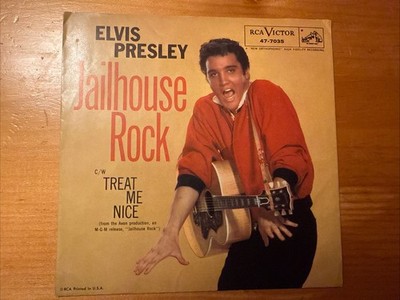 Elvis Presley    Jailhouse Rock/Treat Me Nice 1957 RCA 47-7035 45 7  Vinyl VG