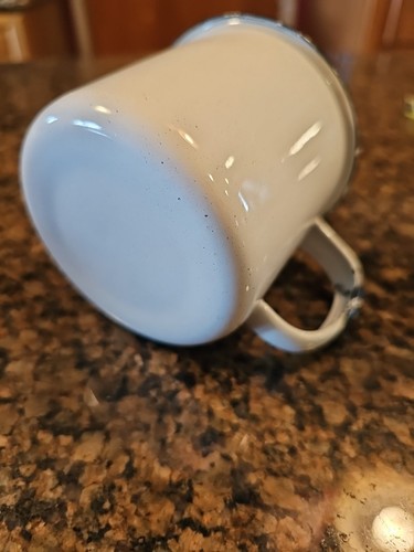 Farmhouse Enamel Mug 3.5”x3” Color White/Black Cup Vintage - Picture 6 of 13
