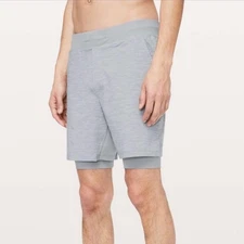 Lululemon T.H.E. Short Nulux Liner 7" Heather Allover Sea Salt Light Cast Small