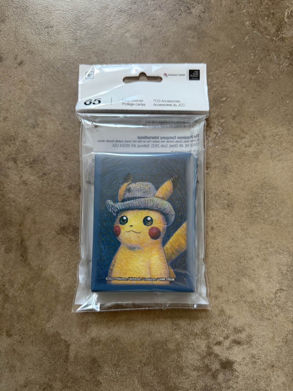 Pokemon X Van Gogh Museum Sleeves Pikachu with Grey Felt Hat - SEALED Pack Of 65