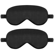 2 Pack Sleep Mask Silk Eye Mask Cover for Sleeping, 1 Count Pack of 2 Black