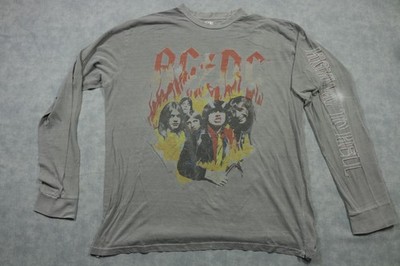 AC/DC Shirt Mens XL Gray Long Sleeve Highway To Hell Graphic Band Tee Rock