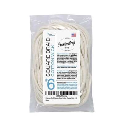 Square Braid Cotton Candle Wick - #6