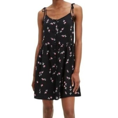 NWT Levis Black Island Print Summer Strappy Sundress Sleeveless Button Down Sz M