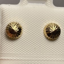 10k Yellow Gold Half Ball With Diamond Cut.Stud Earrings. Girls/second Earrings