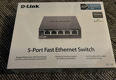 D-Link  DES (DES-105) 5-Ports External Fast Ethernet Switch NEW