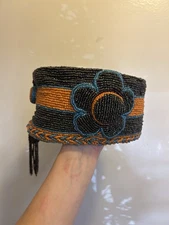 VTG African Beaded Handmade Hat Kufi Yoruba Nigeria