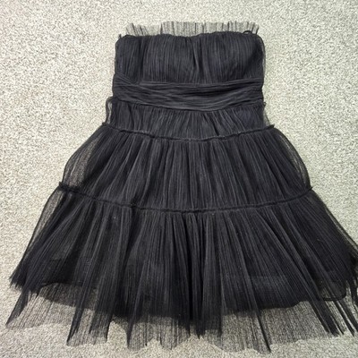 Crystal Sky Dress Womens Medium Black Strapless Tulle Fit & Flare Party Cocktail