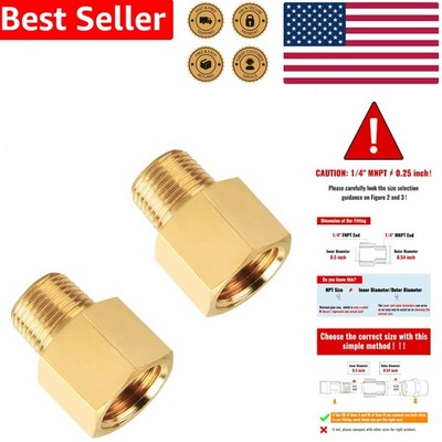 Brass Pipe Adapter 1/4 NPT Male Female Durable Corrosion Resistant Plumbing 2pc