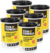 Tub O' Towels TW90 10" x 12" Size Cleaning Wipes, 90 Count Per Canister, 6 Pack