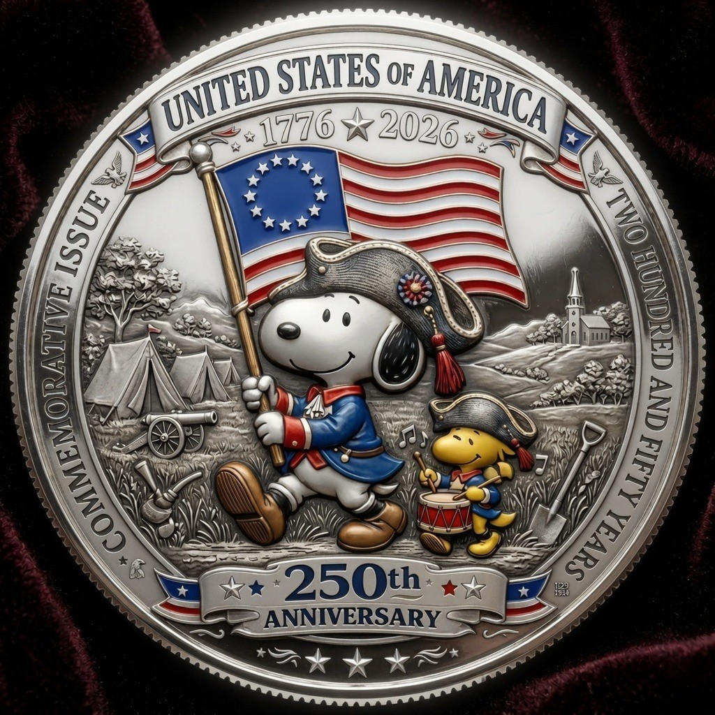 USA 250th Anniversary Coin 1776-2026 Snoopy Patriot Gold Challenge