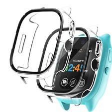  2 Pack  Hard PC Case for Verizon Gizmo Watch 3 Built-in Tempered Glass Scree...
