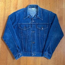 VTG 70s Dark Wash Denim Trucker Jacket Americana USA Made Punk Stud Medium 21x24