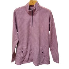 LLBean Womens Quilted Quarter Zip Pullover Sweatshirt Dusty Lavender XL Cozy