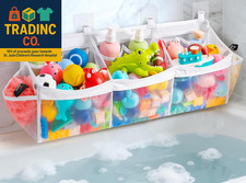 Extra Large Bath Toy Organizer with 3 Compartments and Multiple Pockets, Quick-D
