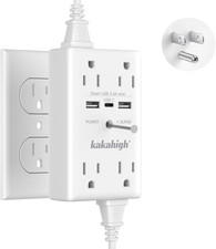 Wall Outlet Extender Surge Protector 8 AC 3 USB C Multi Plug 1680J Charger