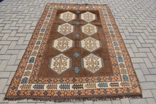 Decorative Rug, Brown Floral Paisley 5x7.7 ft