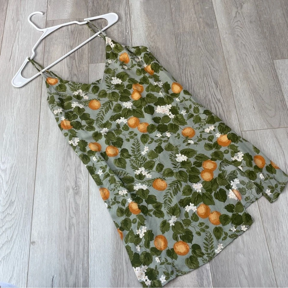 Reformation Fruit Dress marlowe oranges print womens Green small date night chic - Image 3 of 4