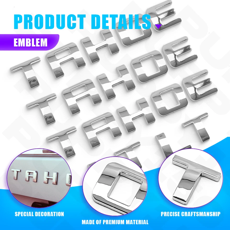 2007-2020 3D Chrome Door Side Letter Emblems For Tahoe LT LTZ Rear Truck Badges Foto 4 de 4