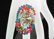 FASHION COCKTAIL RING MULTI AUSTRIAN RHINESTONE CRYSTAL JEWELRY LARGE B1517MULTI
