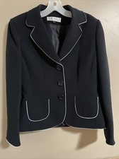 Tahari Arthur S Levine Women's Black White Trim Blazer Size 10