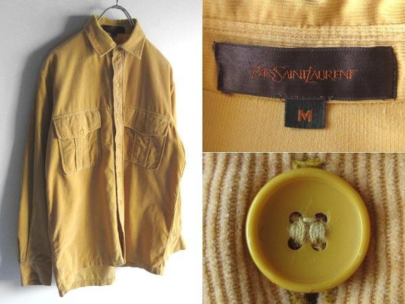 Rara camicia vintage Yves Saint Laurent Yves Saint Laurent in velluto a coste con scatola di cotone M