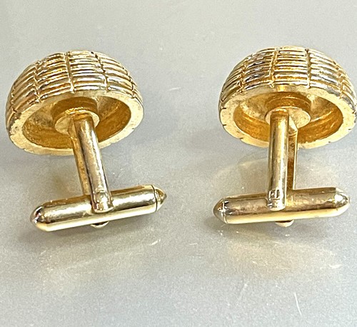 Smokey Quartz Cuff Links Unisex Domed 1980’s Gold Toned Brilliant Cut Stones - Picture 2 of 6
