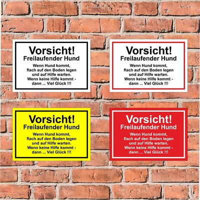 Schild Vorsicht Freilaufender Hund Hilfe Boden legen viel Glück - Hundeschild