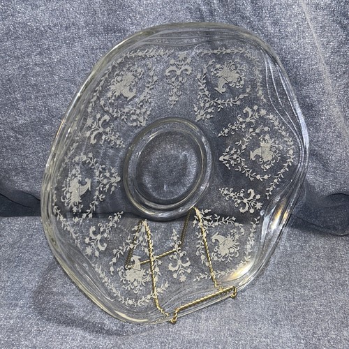 Vintage Fostoria Etched Cornucopia Floral Swag Serving Bowl 13" - Picture 2 of 4