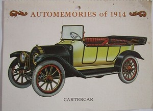 1914 Cartercar Touring car calendar print (yellow & black, no top)