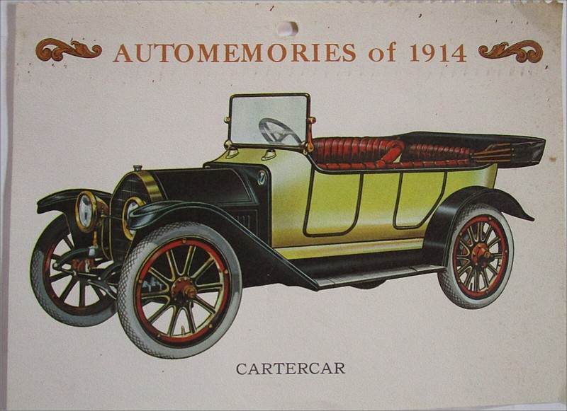 1914 Cartercar Touring car calendar print (yellow & black, no top)