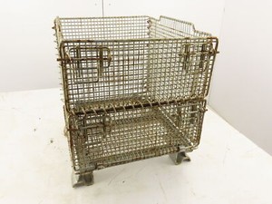 Miniature Collapsible Folding Stackable Industrial Wire Baskets 18"x20"x16"